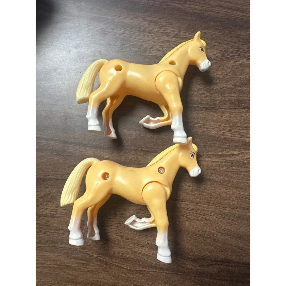 Set of 2 McDonalds Spirit Toy Horses White Socks Trotting Figurines Plastic Pony
